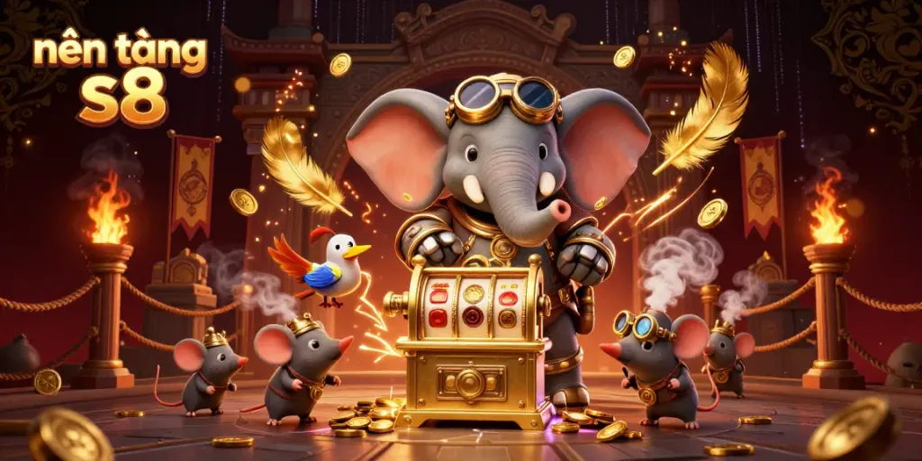 Experience the excitement of nền tảng s8 with a steampunk elephant winning at a dynamic casino.