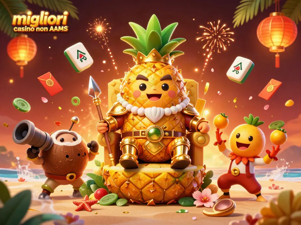 Scopri i migliori casino non AAMS con il nostro re della frutta in un'illustrazione affascinante.