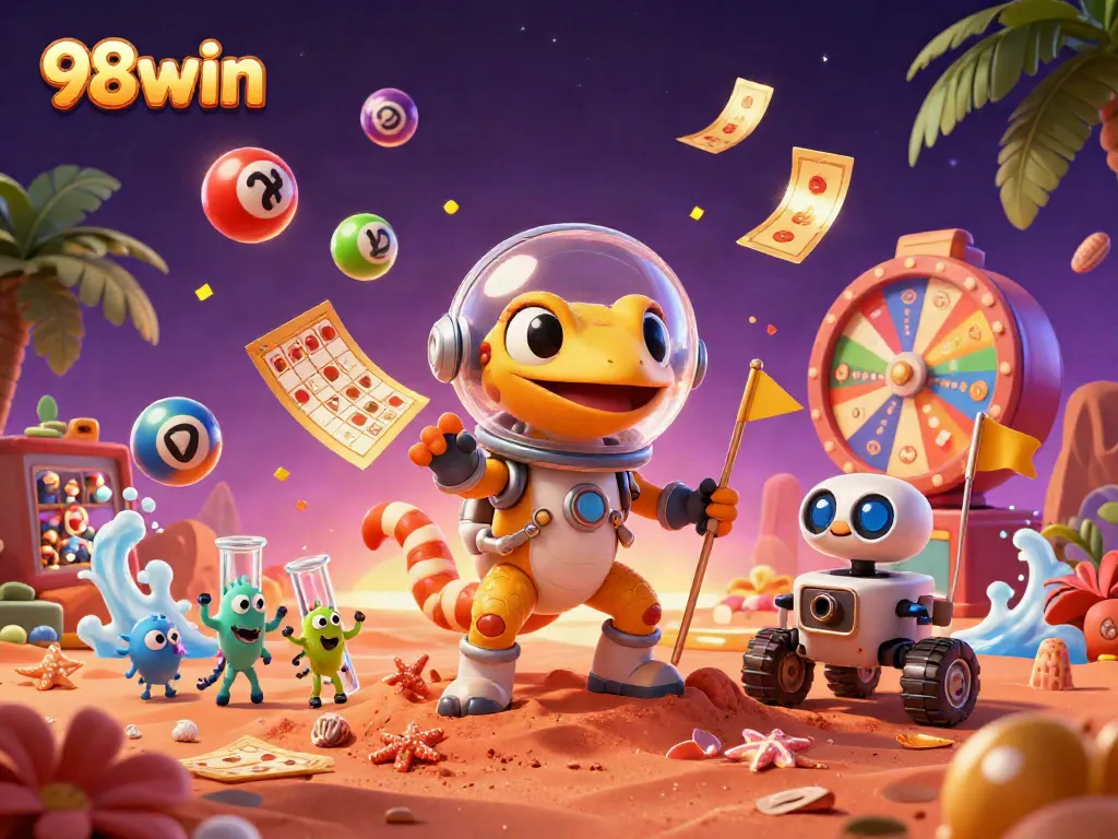 Join the Martian gecko in the golden 98win casino adventure with exciting games and prizes!