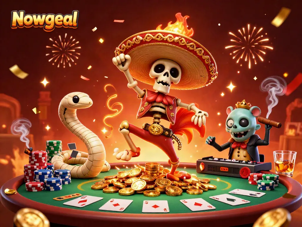 Experience live betting fun with Nowgoal in vibrant 3D art filled with celebration elements and game features.