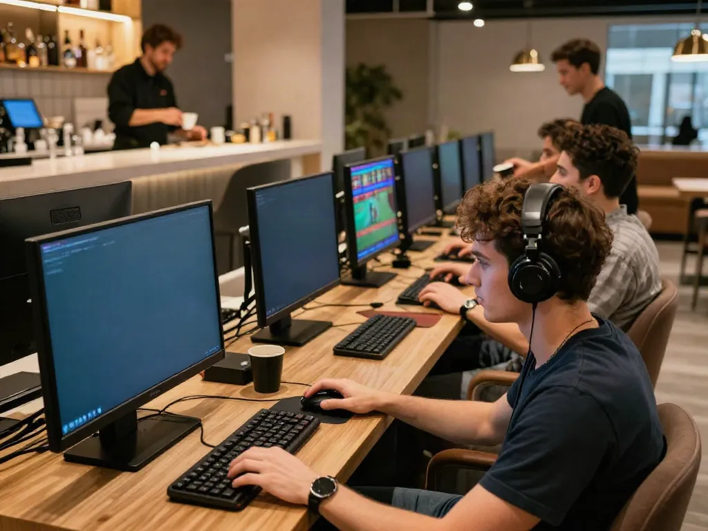 Men enjoying a vibrant gaming experience at Manclub lounge.