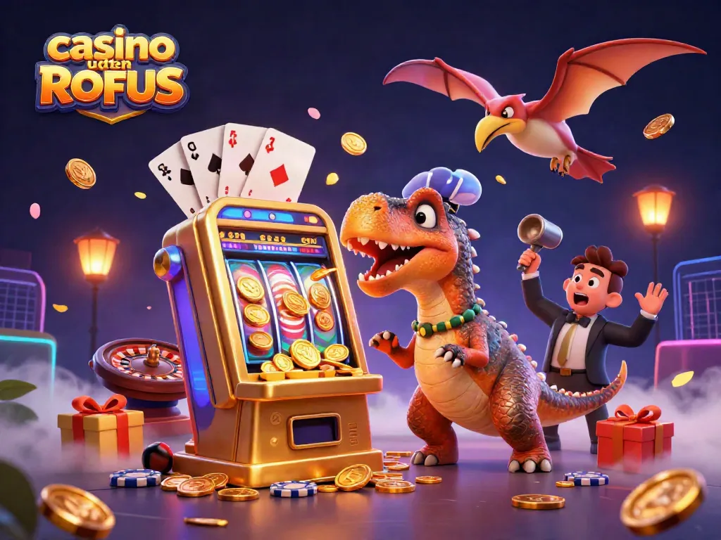 Engaging 3D scene depicting casino uden ROFUS excitement with characters enjoying big wins.