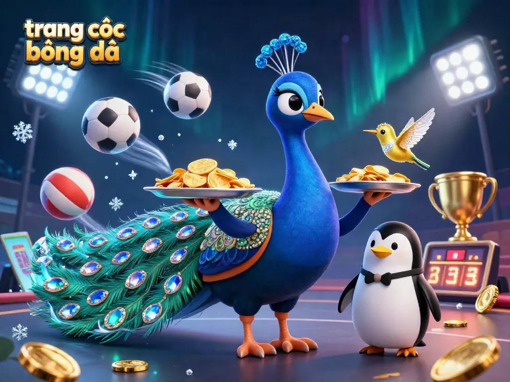 trang cá cược bóng đá với hình ảnh hoành tráng của con công quý tộc, chim cánh cụt và chim ruồi