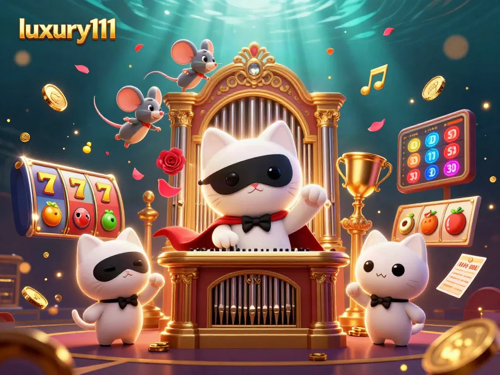 Experience the excitement of luxury111 casino, featuring colorful slot reels and engaging characters.