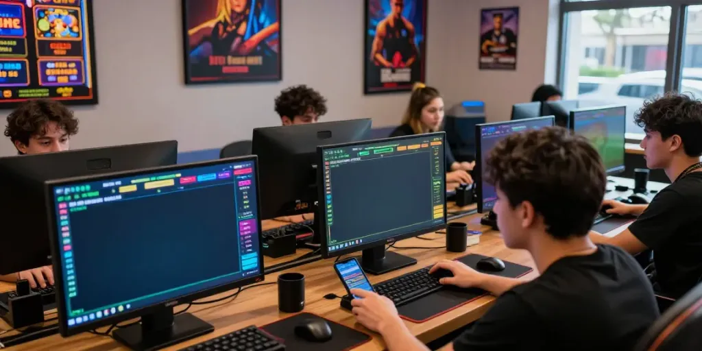 Players actively engaging in online gaming at https://ku88vt.com/ with colorful game graphics.