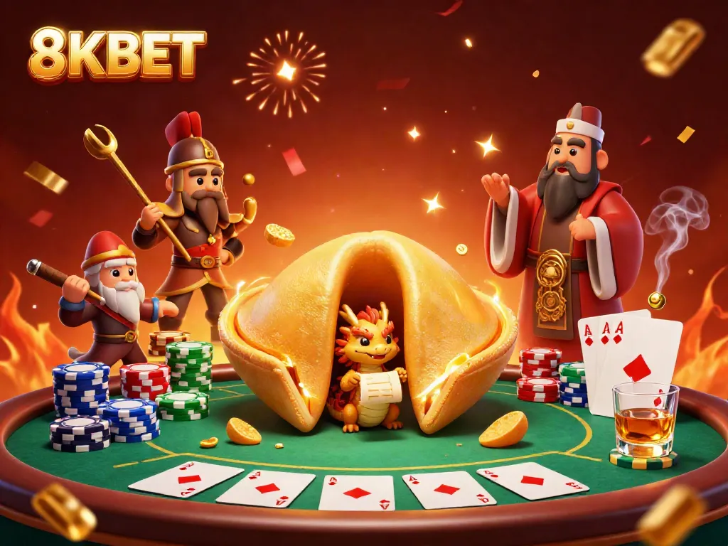 Experience the thrilling bets at 8KBET with animated characters in an exciting casino scene.
