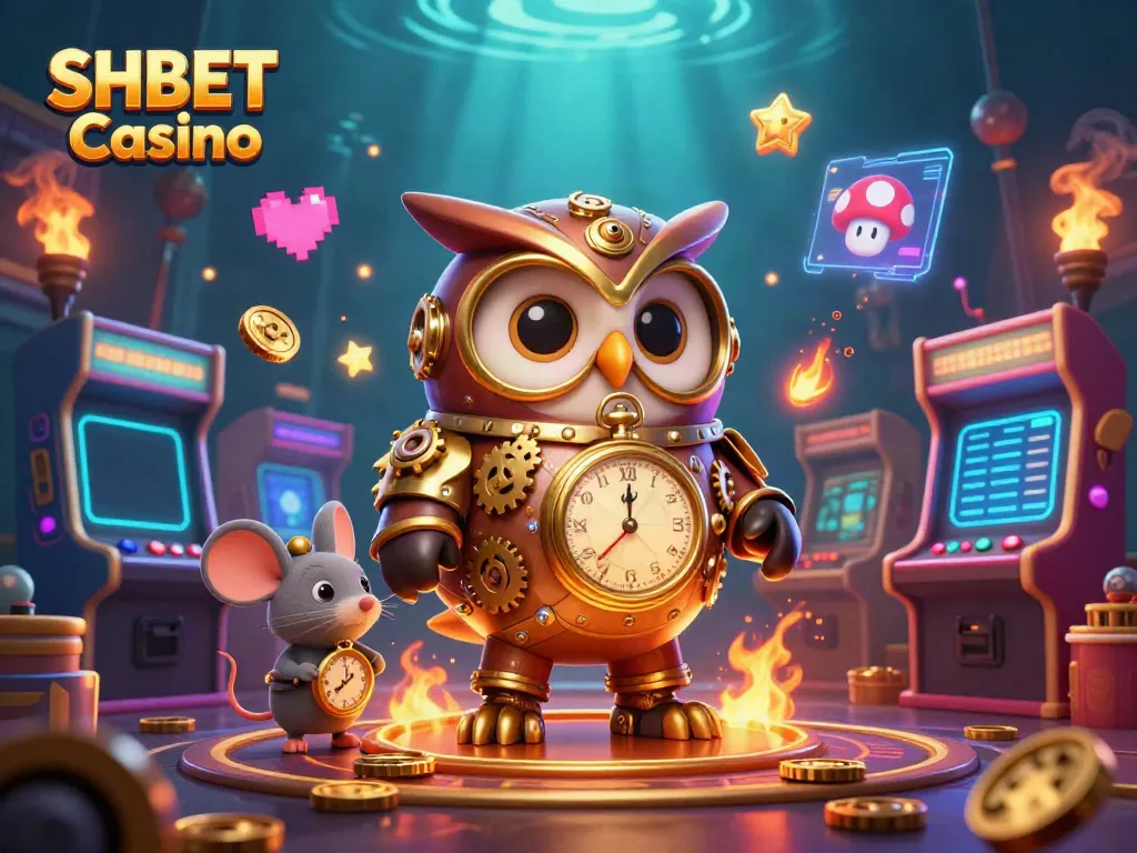 Experience the thrilling atmosphere of SHBET Casino with vibrant characters and casino elements.