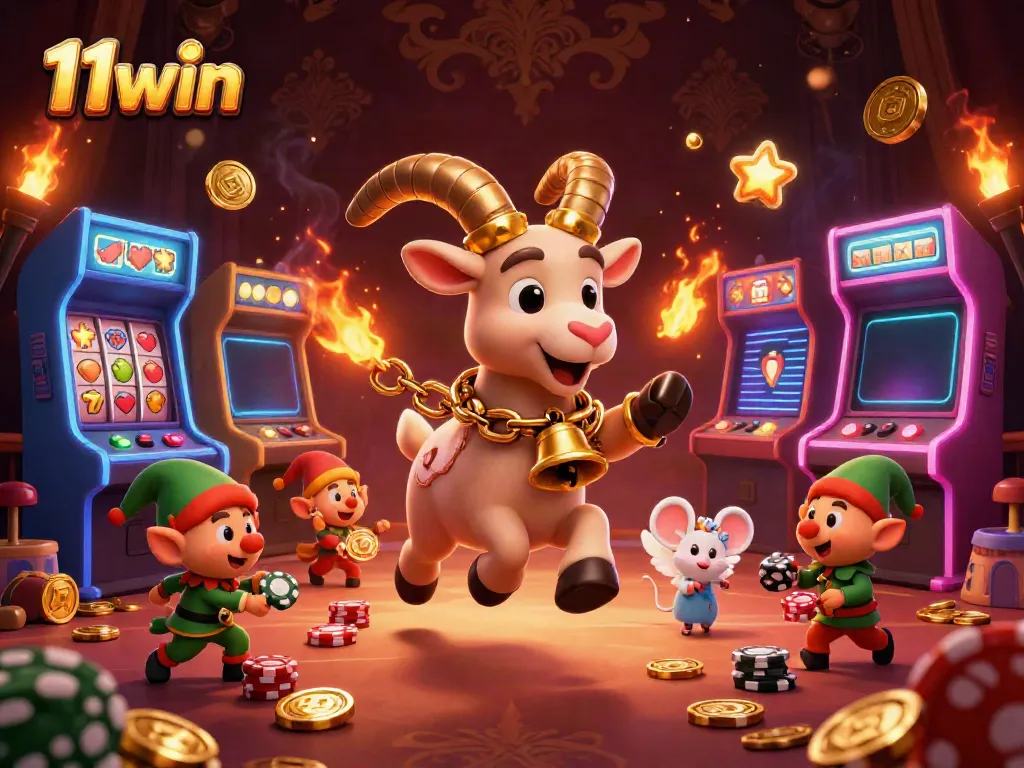 Win big at 11win's exciting casino with festive characters and dynamic gaming setups.