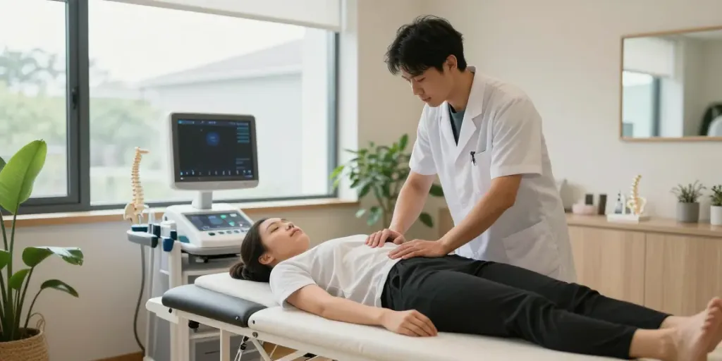 Chiropractor Chatswood providing expert spinal adjustment in a soothing clinic