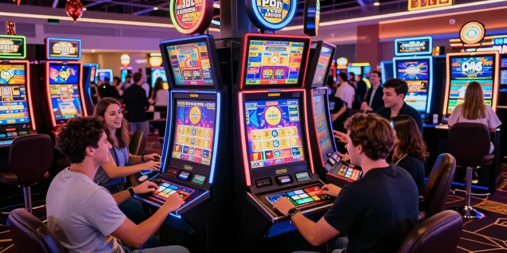 Engaging casino atmosphere illustrating credit card casinos UK with diverse players enjoying games and making transactions.