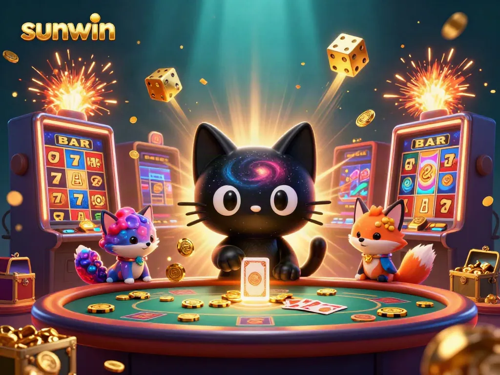 Experience sunwin's cosmic casino adventure with captivating cartoon characters and vibrant gaming elements.