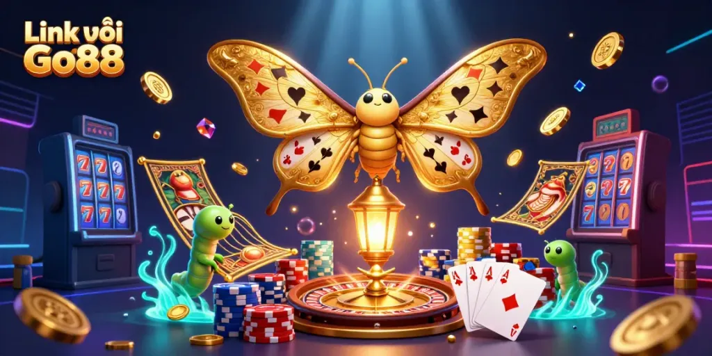 Experience thrilling gameplay with Link vào Go88 showcasing vibrant casino elements in a captivating 3D illustration.
