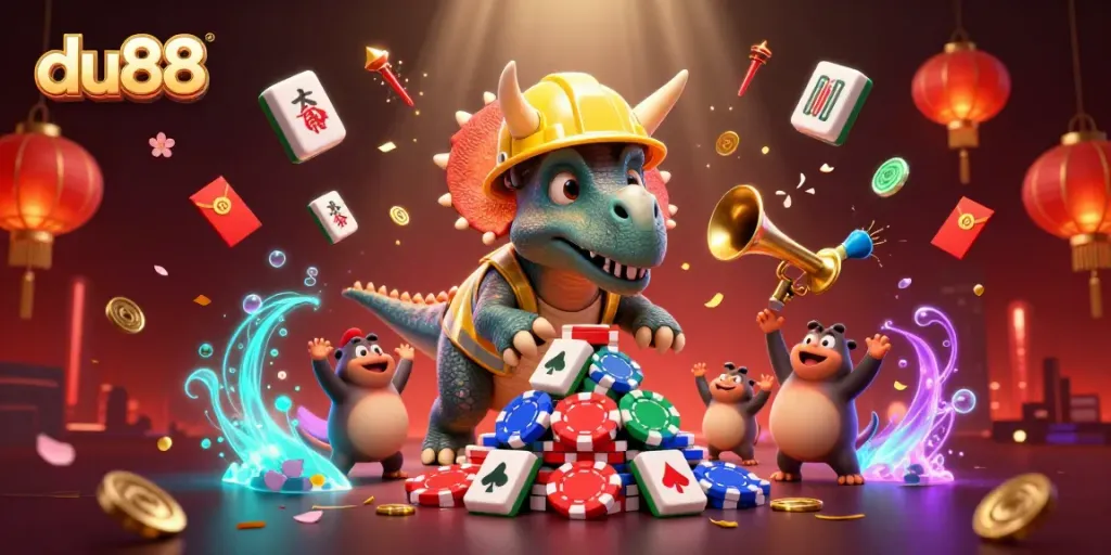 Experience thrilling casino fun at du88 featuring vibrant 3D characters and festive game elements.