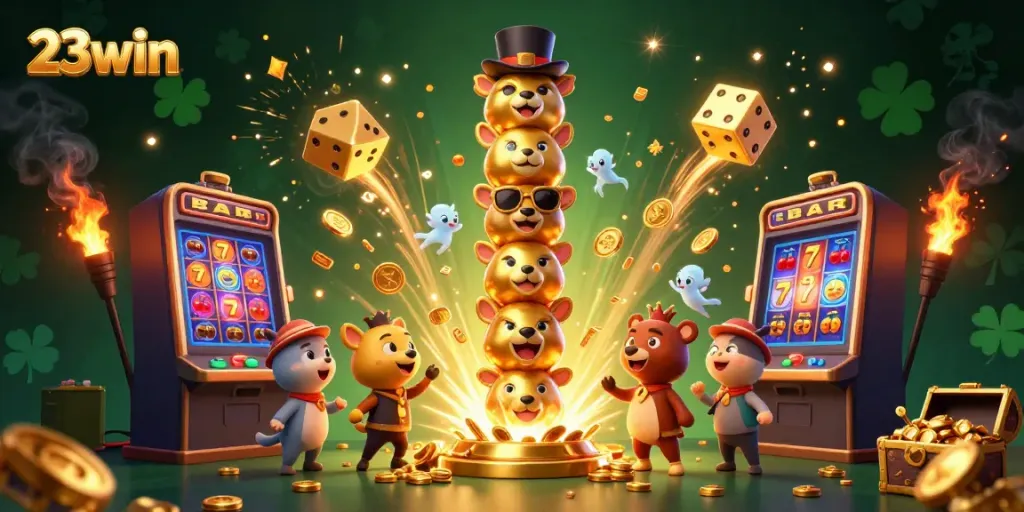 Experience the thrill of winning at 23win with an exciting slot machine explosion and dynamic casino elements.
