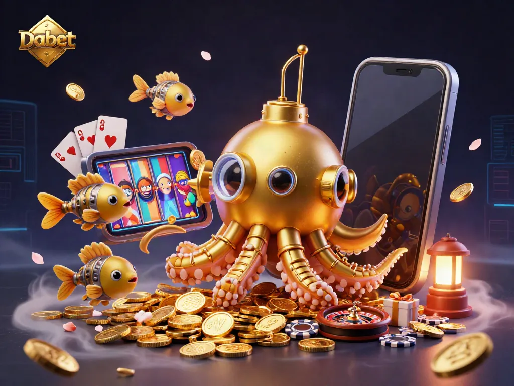 Dabet offers vibrant gaming experiences with exciting slot games and rich visuals of a kraken submarine.