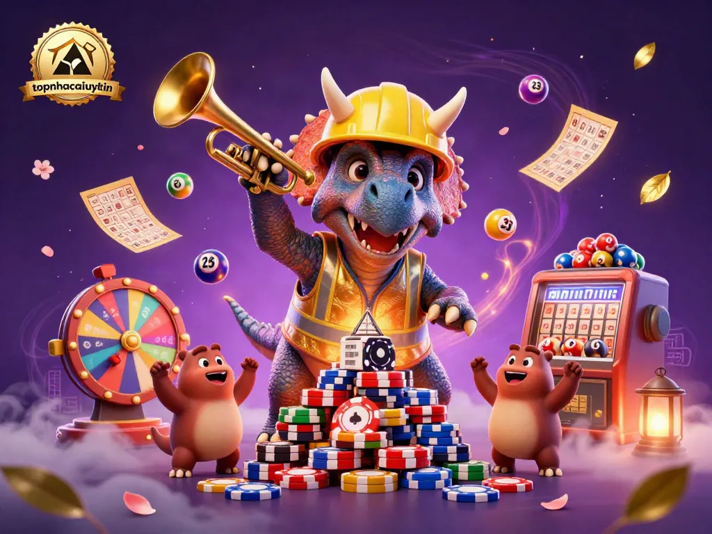 Engage with topnhacaiuytin's thrilling gaming scene, featuring vibrant visual elements promoting excitement.
