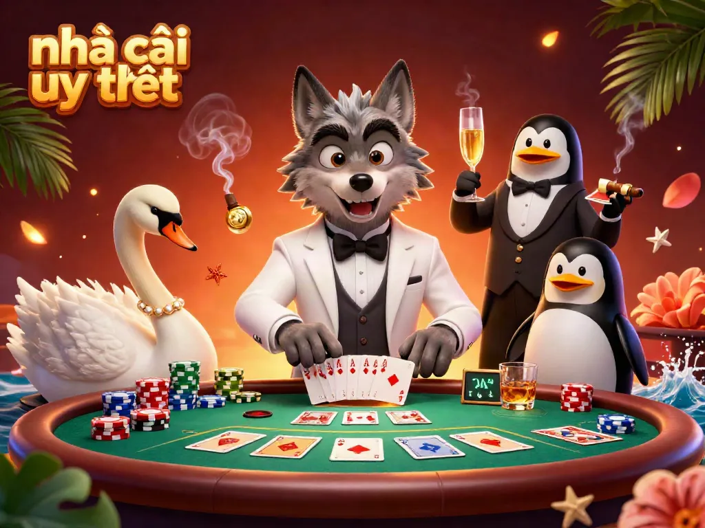 Experience the excitement of nhà cái uy tín with elegant characters at the baccarat table in a vibrant casino scene.