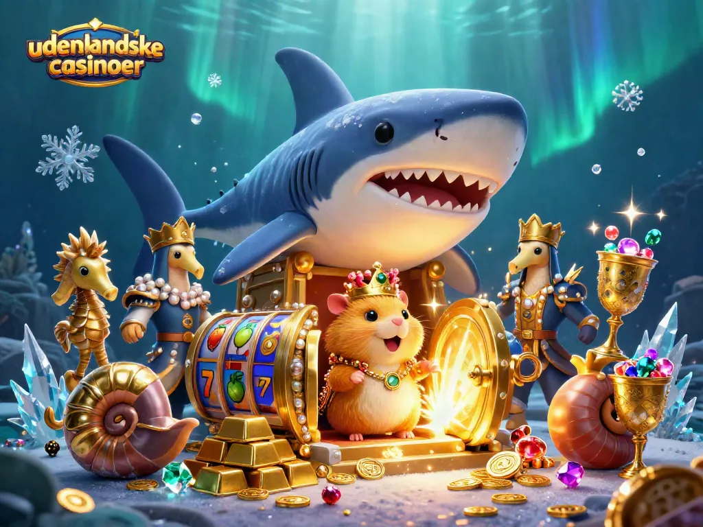 Experience the thrill of udenlandske casinoer through an immersive underwater casino scene.