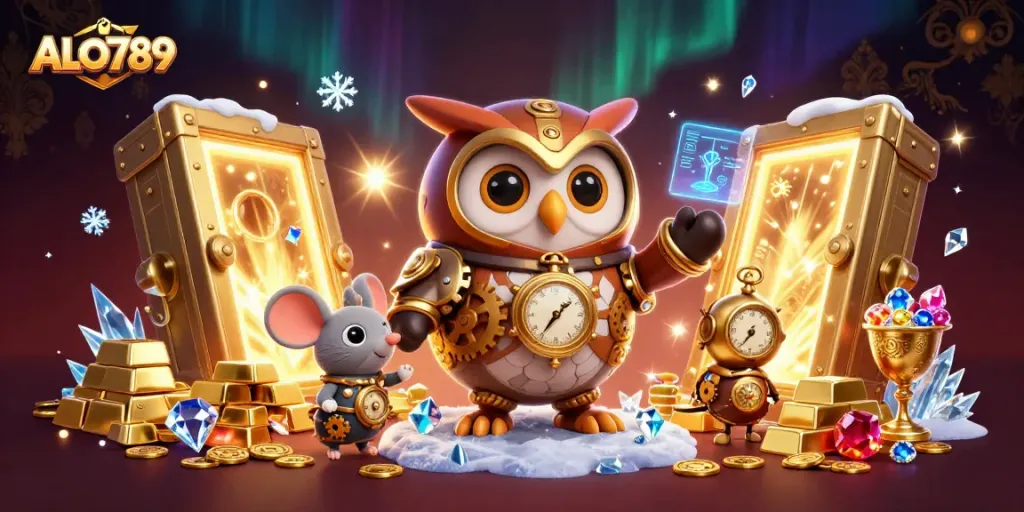 Experience ALO789's vibrant casino universe with steampunk charm and treasure bursts!