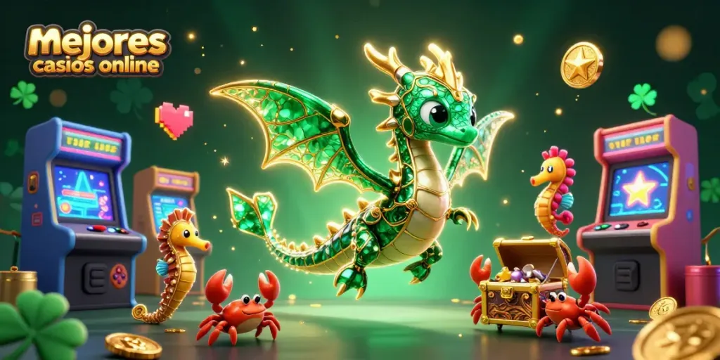Explora los mejores casinos online y sus dinámicas emocionantes con este vibrante arte 3D.