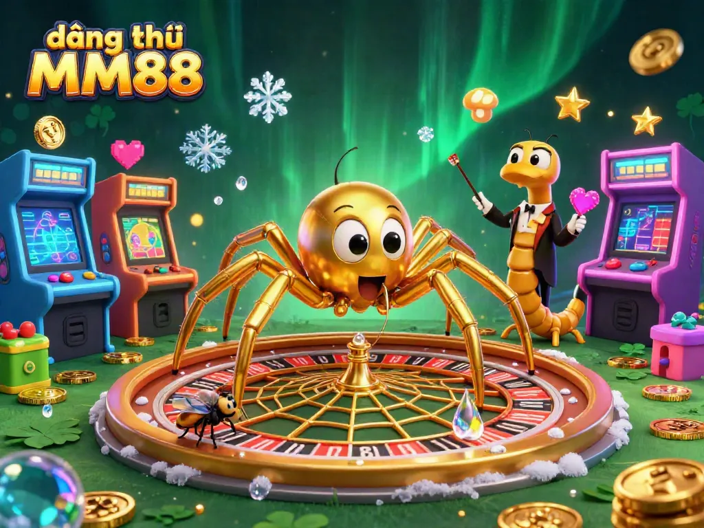 Experience đăng ký MM88 with a whimsical 3D casino scene featuring vibrant game elements and engaging characters.
