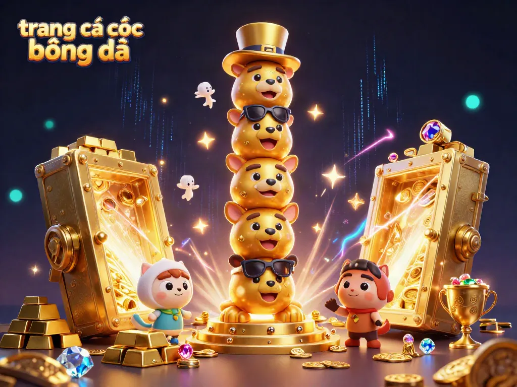 Trang cá cược bóng đá đầy màu sắc với totem vàng và kho báu rực rỡ.