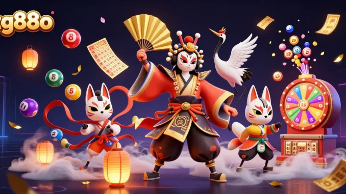 Join the thrill of tg88o with kabuki warriors, lively gambling elements, and dynamic lottery excitement.
