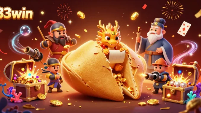 Experience the excitement at 33win with golden treasures and magical dragons amidst vibrant casino elements.