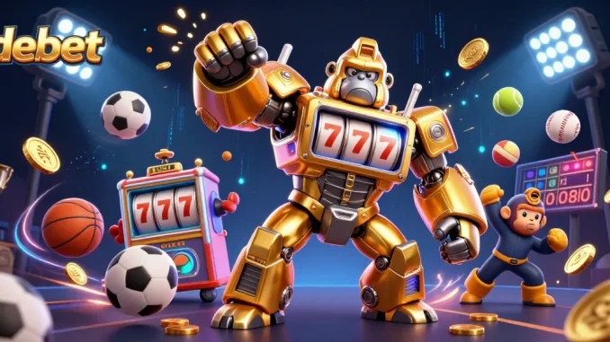 Experience the excitement of debet with 3D action-packed casino mech and sports elements.