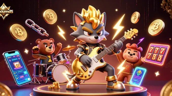 Experience the excitement of taixiumd5 with a dynamic casino scene featuring vibrant characters and glowing game elements.