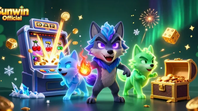 Engage with Sunwin Official's captivating slot themes amidst colorful gameplay action.