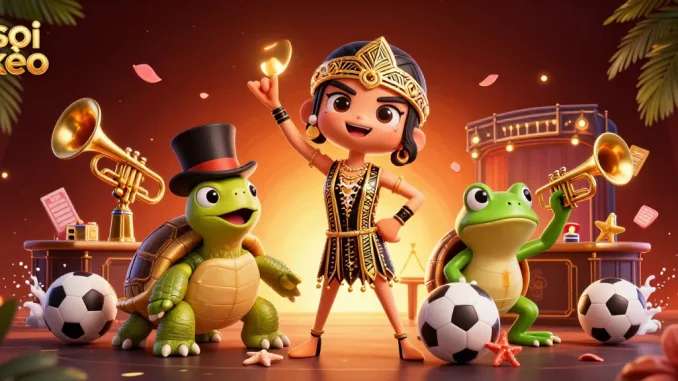 Experience the excitement of soi kèo sports betting with vibrant characters and dynamic betting elements in this 3D scene.