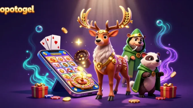 Engage with popotogel in this vibrant 3D slot gaming scene with Celtic fantasy elements and dynamic game visuals.