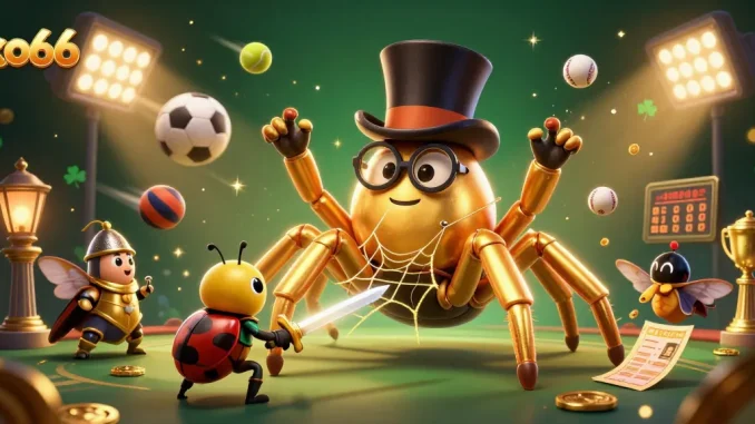 Join the excitement at ko66 with a giant tarantula and adventurous beetle at the casino!