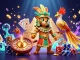 Experience thrilling betting with agen judi bola as a Mayan priest and quetzal bird celebrate the casino atmosphere.