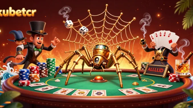 Experience thrilling games at kubetcr with our exotic steampunk casino scene overflowing with poker elements.