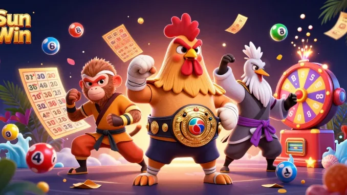 Engage with Sun Win's vibrant gaming scene featuring dynamic lottery elements and martial characters.