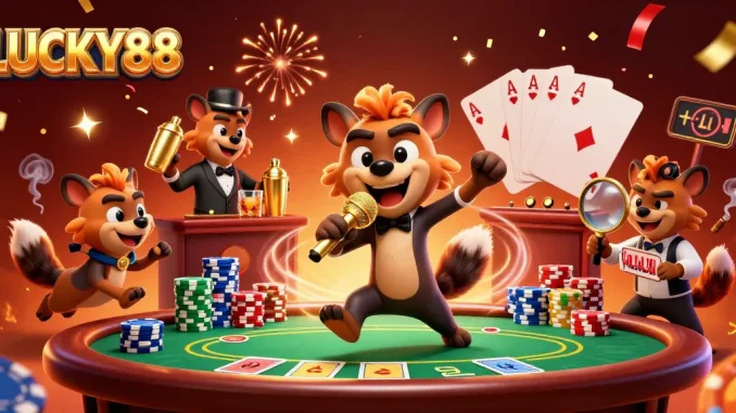LUCKY88 hyenas bring humor and fun to gaming with vibrant casino elements and festivities.