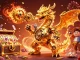 Experience the excitement of slot 5k with a dynamic golden dragon illustration amidst treasure.