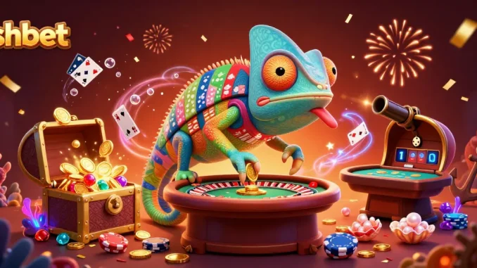 Experience thrilling gaming at SHBET as the chameleon casino owner delights in colorful riches.