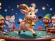 Engage with the dynamic agen judi bola scene filled with festive characters and casino elements.