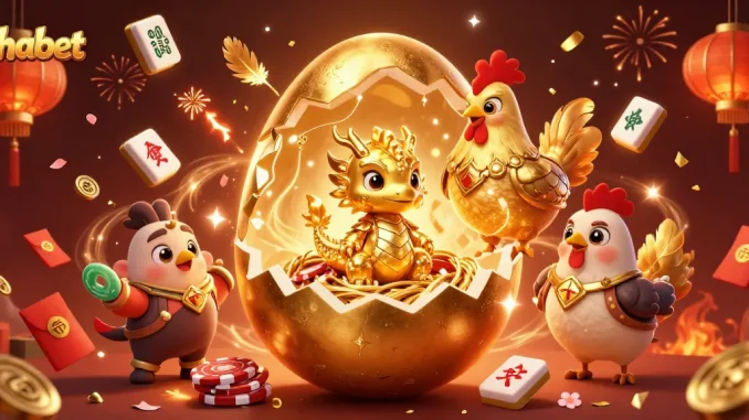 Experience winning thrills at Thabet with a dazzling scene of a golden dragon in a vibrant gaming atmosphere.