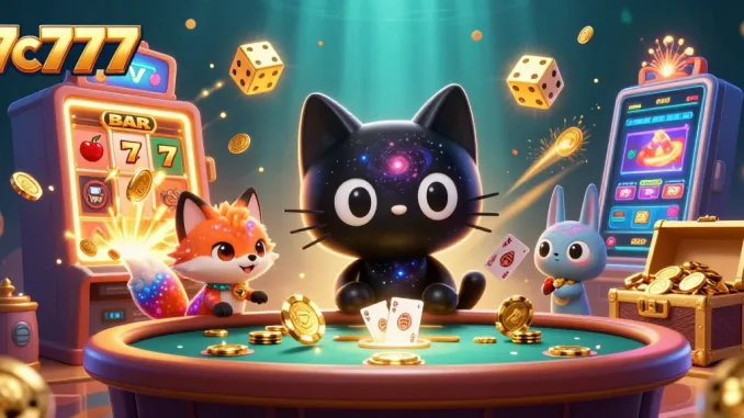 Experience thrilling gameplay with 7c777's cosmic casino featuring vibrant 3D cartoon characters.