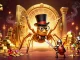 Agen Judi Bola Dewabet features a golden tarantula weaving golden threads in a vibrant casino scene.