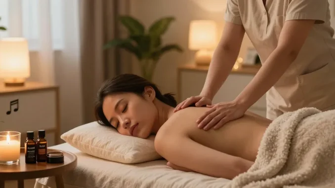 Engaging scene of a client enjoying 영등포출장안마 with a skilled therapist in a cozy setting.