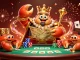 xoso66 showcases a 3D cartoon golden crab emperor presiding over a vibrant casino scene with poker elements.