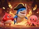Experience thrilling gameplay with f168 as a cartoon shark, pufferfish, and octopus in vibrant casino style.