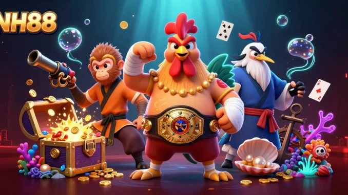 Experience thrilling gaming at NH88 with vibrant characters and dynamic casino elements.