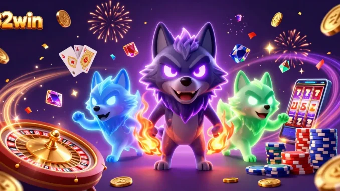 Experience thrilling wins at 32win with vibrant game scenes filled with cascading coins and festive energy.