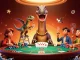 Kubet brings excitement to poker with a giant brontosaurus peering over a casino table, creating a fun atmosphere.